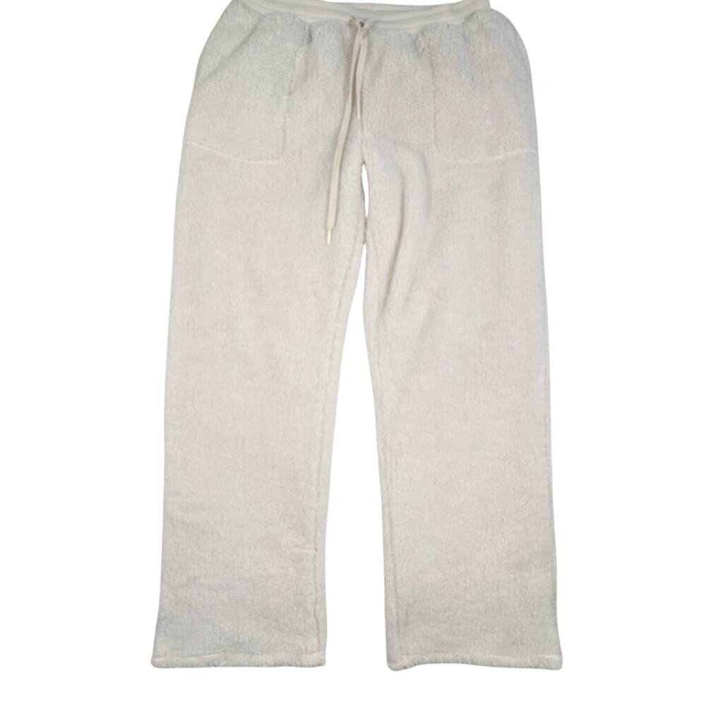 P.J. Slavage Sherpa Lounge Pants Women's M Cream Casual Cozy Relaxed Loungewear